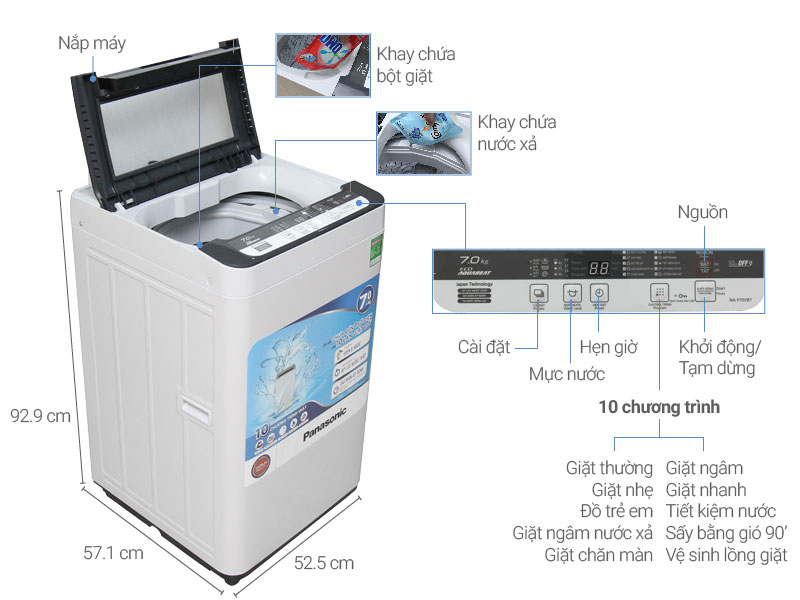 Máy giặt Panasonic 7 kg NA-F70VB7HRV